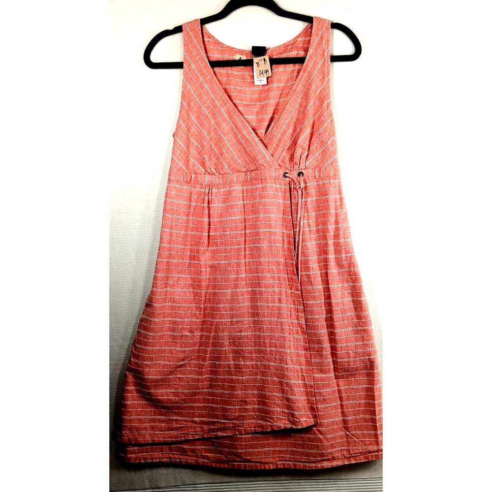 Patagonia Women Hemp Wrap Dress Size8 Coral Crossover Deep V-Neck Organic Cotton